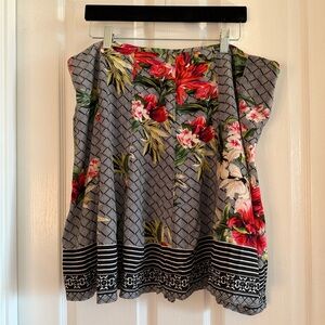White House Black Market Floral Fit & Flare Skirt Size 14 Office Casual Worship